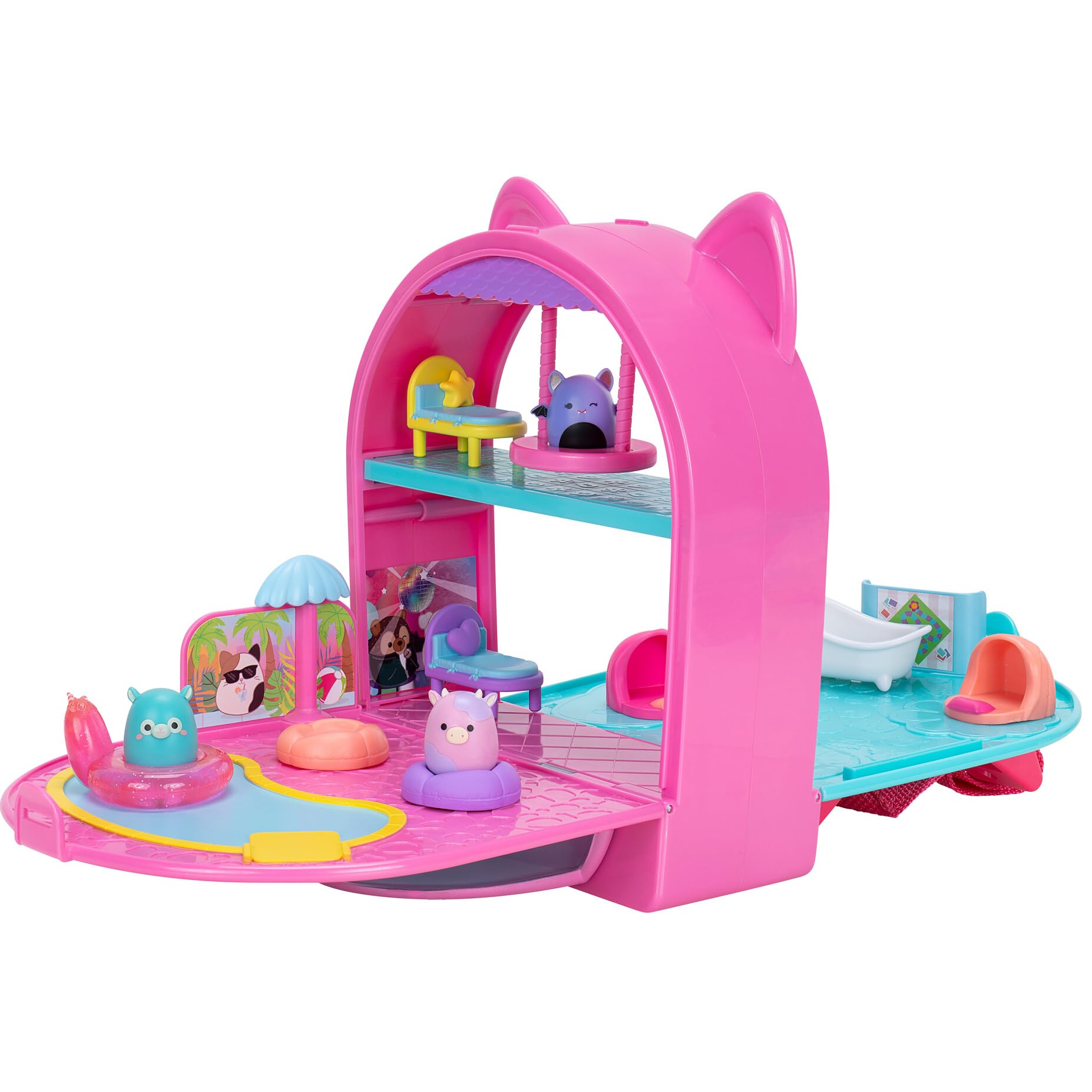 Squish-a-longs by Original Squishmallows Party Pack On-the-Go Playset - Series 1 - Three 1-Inch Mini-Squish with 9 Furnishings - Collect, Trade, & Play