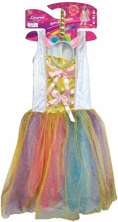 RUBIE'S - Luminous Unicorn Costume for Kids, Size 3-10 Years to Choose from, Unicorn Princess Costume with Flashing LED Skirt and Headband for Carnival, Halloween, Batteries Included 5-7 Years/105-122 cm