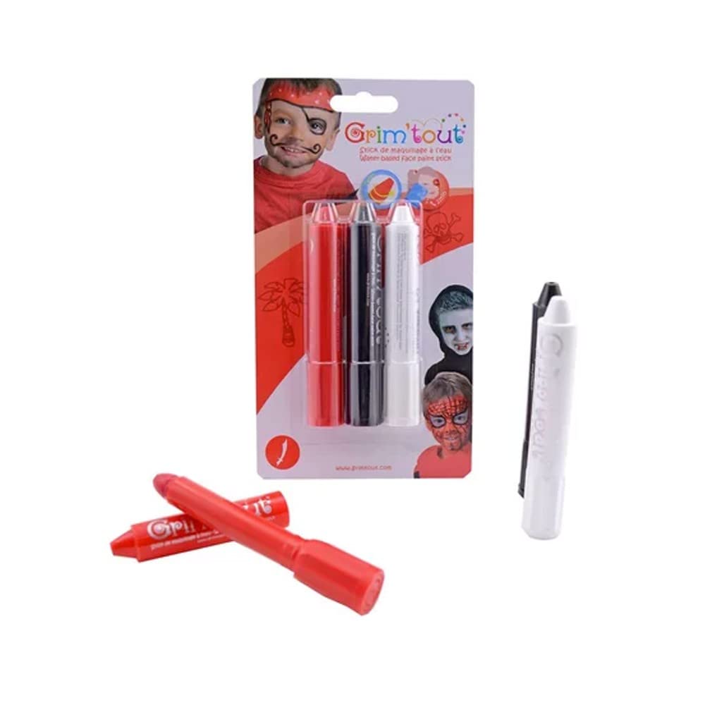 GRIM'TOUT Set van 3 grimsticks voor make-up – piraat & zombie