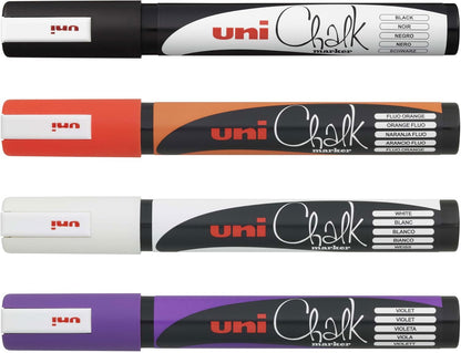 uni-ball PWE-5M Liquid Chalk Pens. Multi-Purpose Wipeable Coloured Markers for Blackboards, Chalkboards, Whiteboards, Glass, Mirrors, Plastic, Windows, Metal. Medium Tip. 4pc Halloween Set