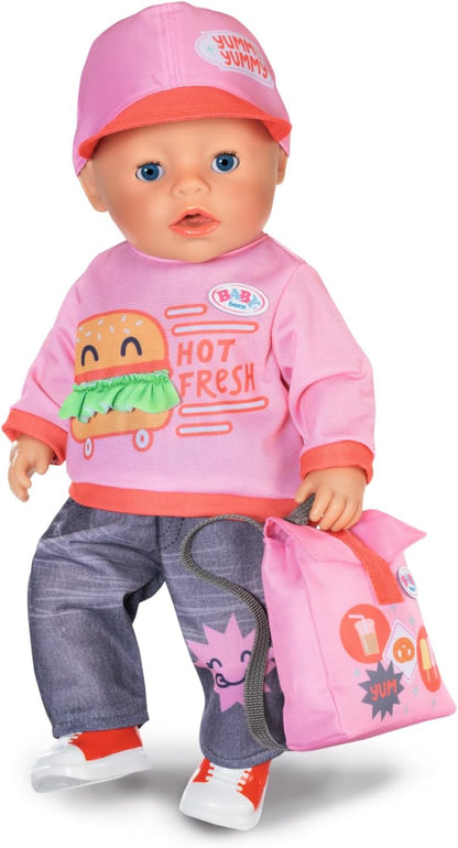 BABY born Snack Shop Outfit, Verkäufer-Outfit mit Cap, Schuhen und Rucksack für 43cm Puppen, 835944 Zapf Creation