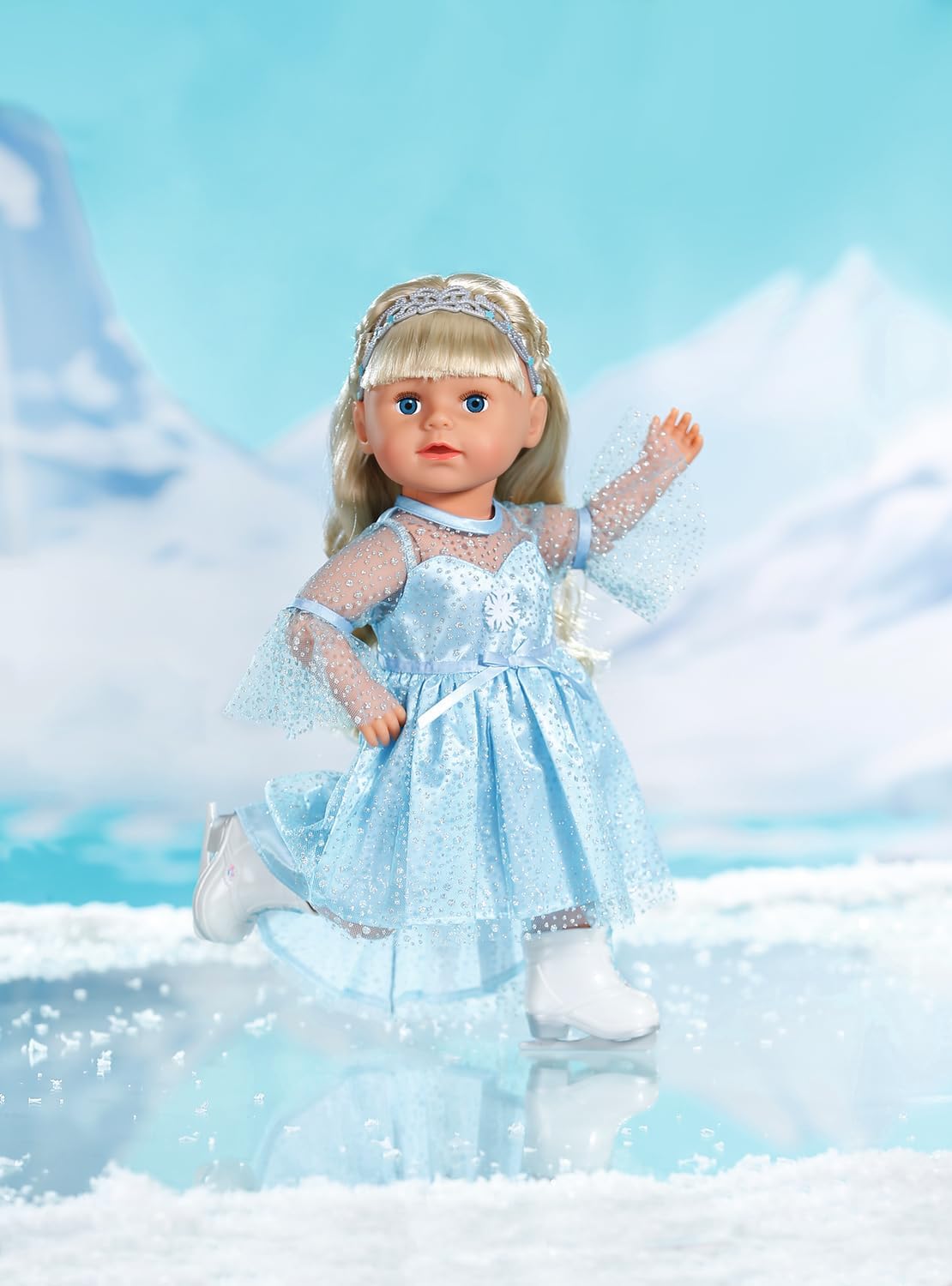 BABY born Princess on Ice 836095 - Princess Dress with Matching Ice Skates and Tiara for 43cm Dolls - Suitable for Children from 3 Years Old