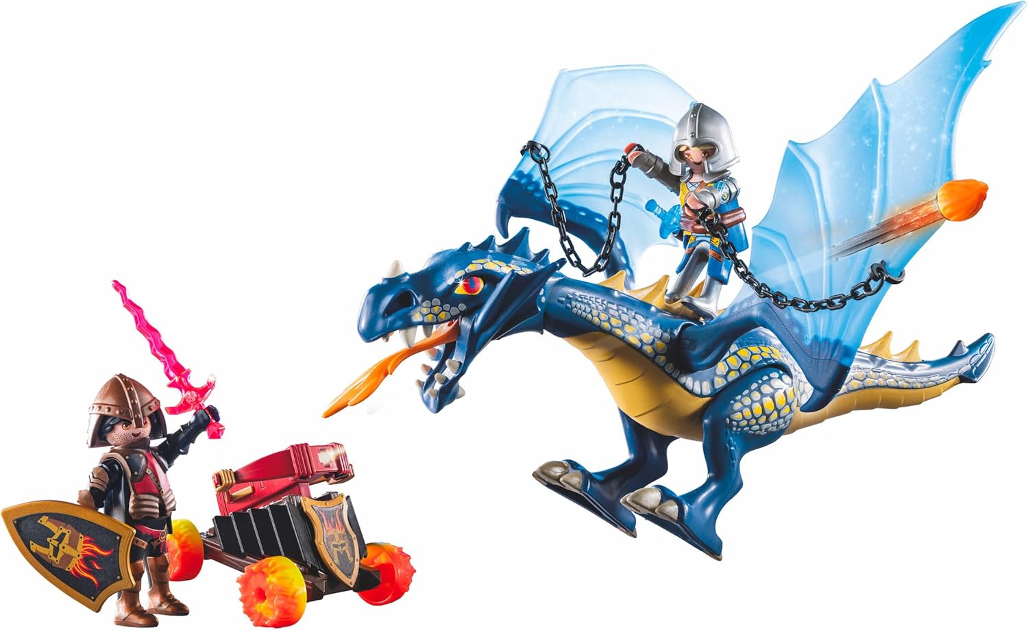 PLAYMOBIL Novelmore 71644 Drache im Gefecht, inklusive eines beweglichen Drachens, Zwei Rittern und Zubehör für epische Abenteuer, actionreiches Spielzeug für Kinder ab 4 Jahren