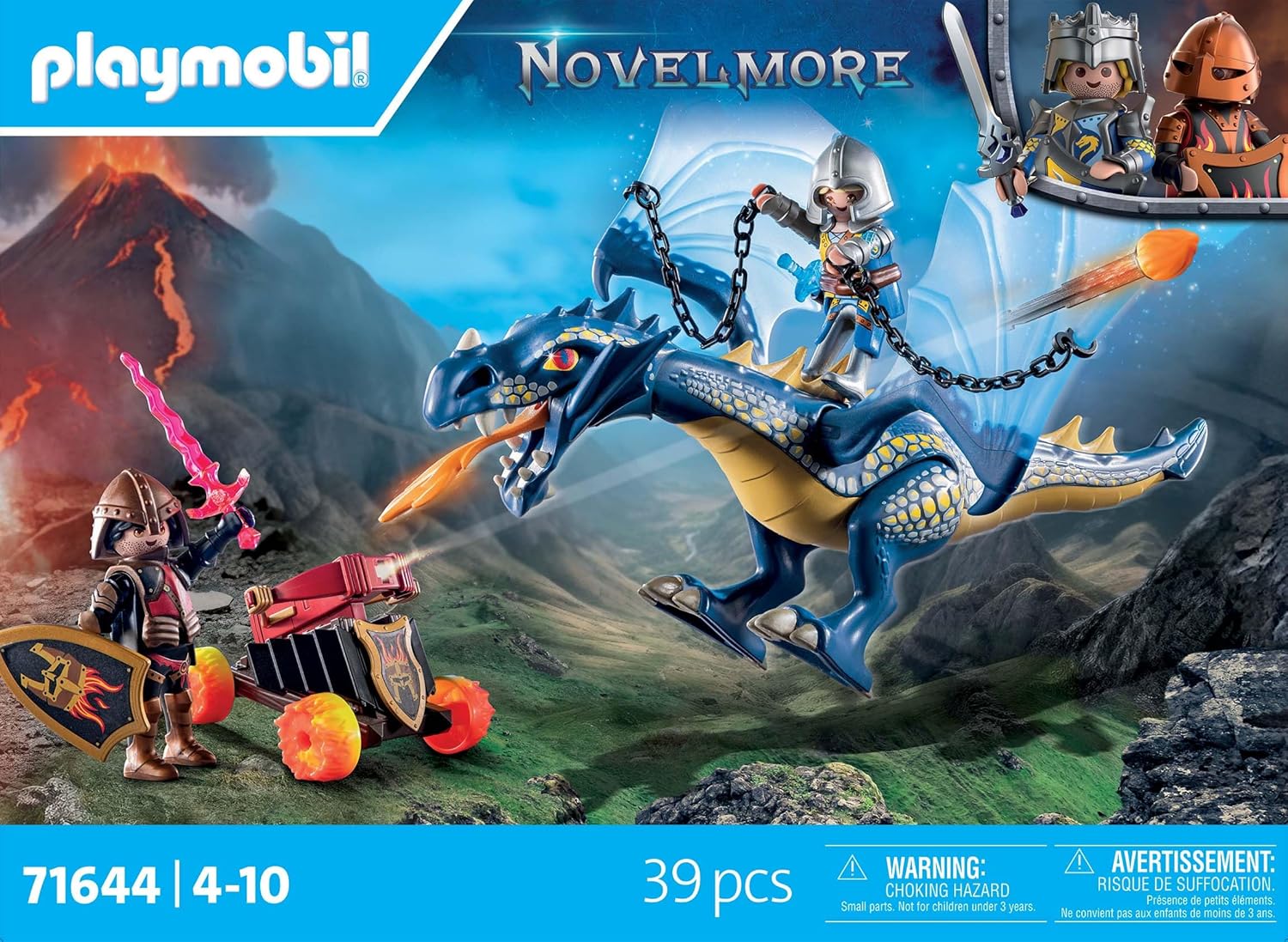 PLAYMOBIL Novelmore 71644 Drache im Gefecht, inklusive eines beweglichen Drachens, Zwei Rittern und Zubehör für epische Abenteuer, actionreiches Spielzeug für Kinder ab 4 Jahren