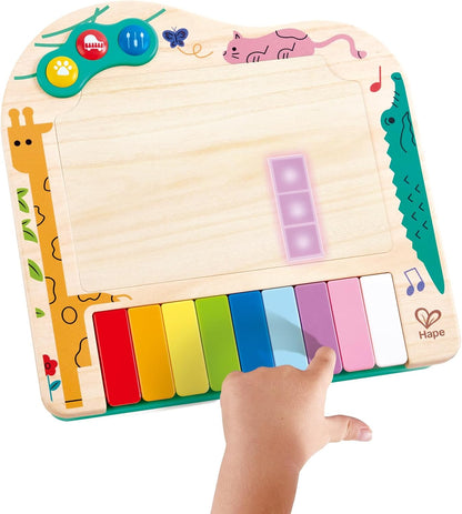 Hape Pixel Piano| Electic Keyboard Piano With Wooden-Feel Electric Keys and Light-Up Pixels Display | Kid's Musical Toy for Musical Expression and Creative Development