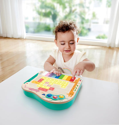 Hape Pixel Piano| Electic Keyboard Piano With Wooden-Feel Electric Keys and Light-Up Pixels Display | Kid's Musical Toy for Musical Expression and Creative Development