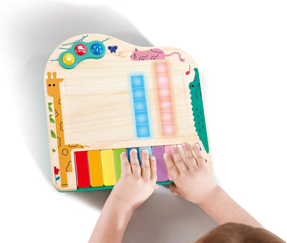 Hape Pixel Piano| Electic Keyboard Piano With Wooden-Feel Electric Keys and Light-Up Pixels Display | Kid's Musical Toy for Musical Expression and Creative Development