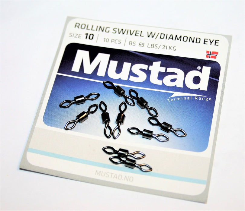 Mustad Mustad MA025-BN (77500) Rolling Swivel Diamond Eye sz 10 10x10pk