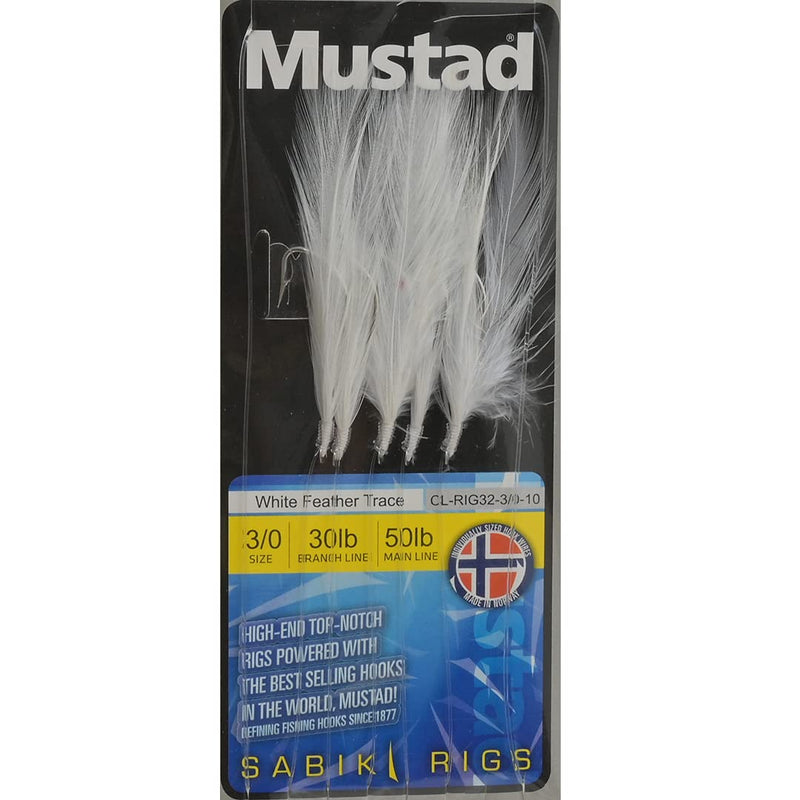 Mustad Mustad 5Hook White Feathers H3/0 ML50lb