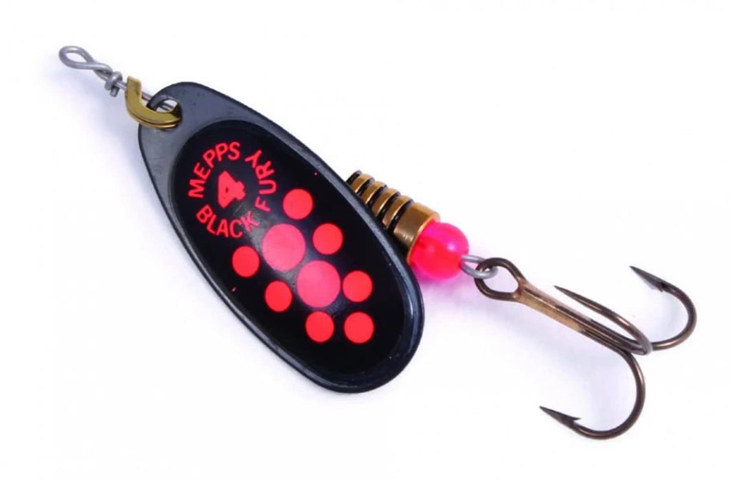 Mepps Mepps Comet Black Fury Orange Dot Size 4