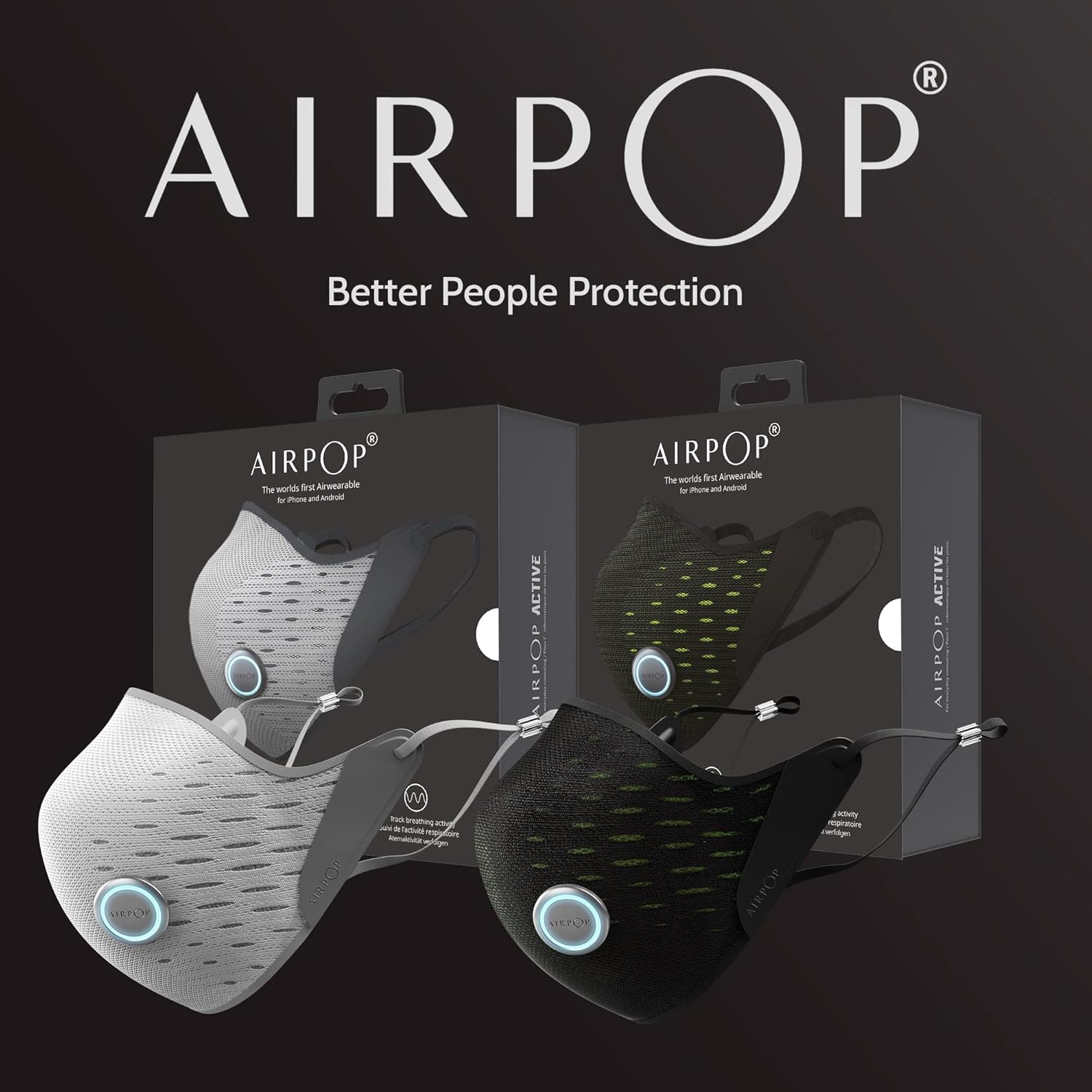 Active+ Smart Mask Black/yellow