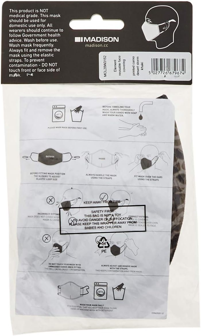 Madison Madison Element reusable face covering, printed camo desert storm khaki