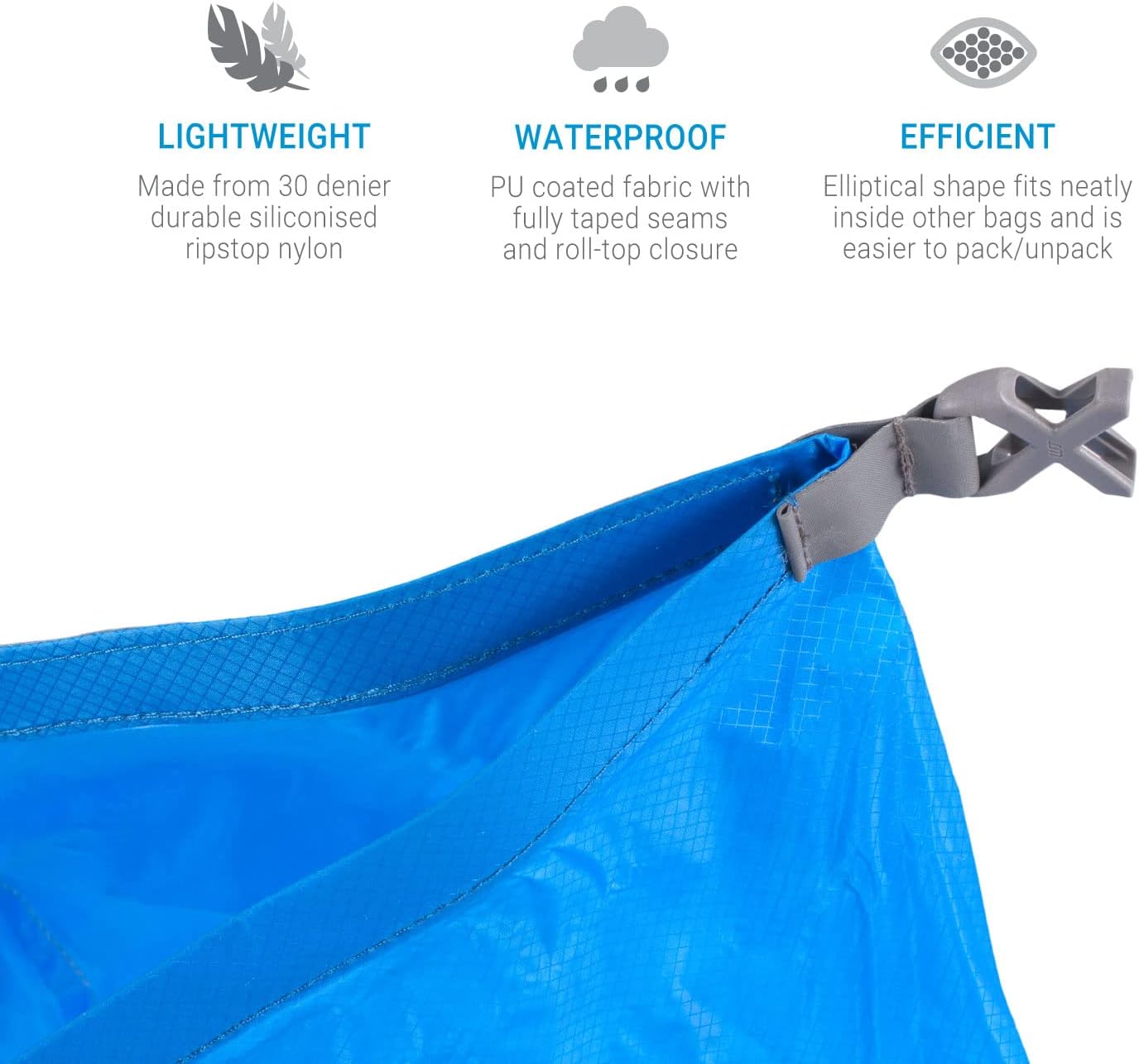 Lifeventure Ultralight Dry Bag, Siliconized Rip-Stop Fabric With Fully Taped Seams Lightweight Waterproof Dry Sack For Kayaking Camping Hiking Traveling Boating Water Sports