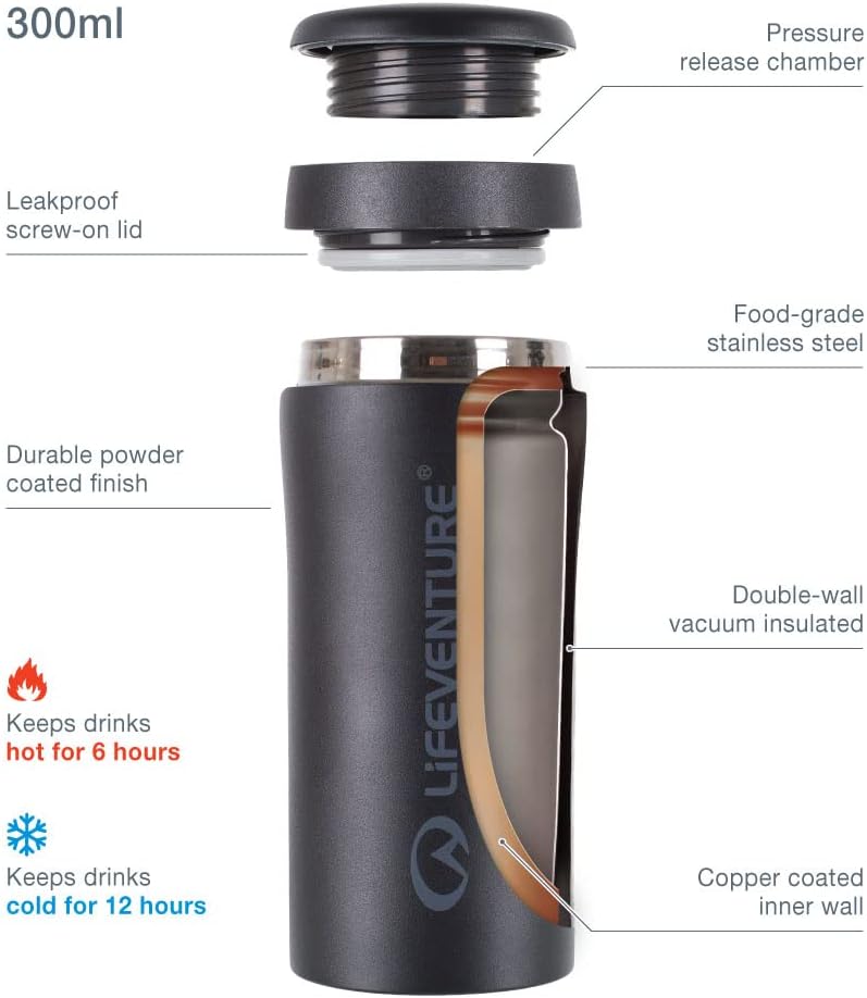 Lifeventure Lifeventure Thermal Mug - Matt Black
