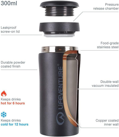 Lifeventure Lifeventure Thermal Mug - Matt Black