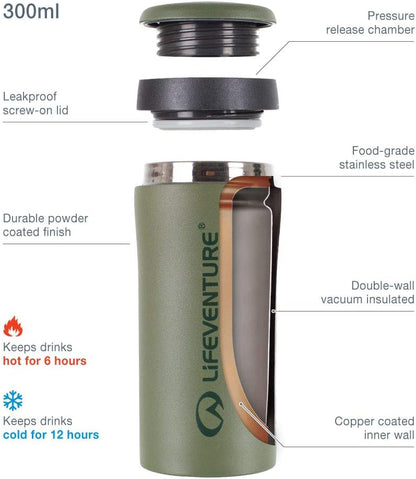 Lifeventure Lifeventure Thermal Mug - Matt Khaki