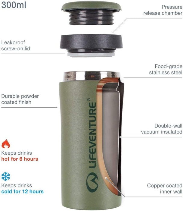 Lifeventure Lifeventure Thermal Mug - Matt Khaki