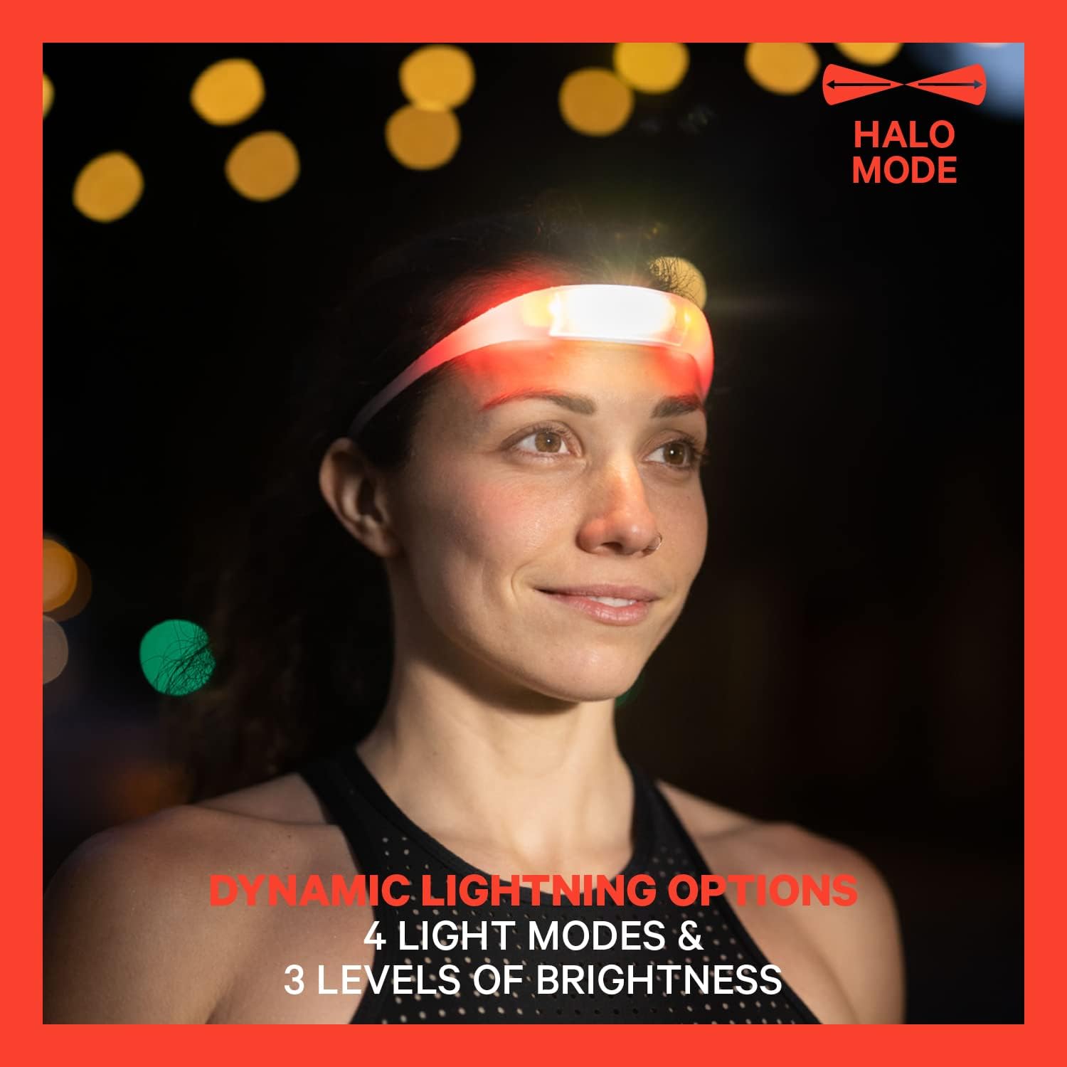 KNOG Quokka Run 150 LED Headlamp for Running - Lightweight, USB Rechargeable, 20m Beam, Red Halo Effect - Water-Resistant Running Headlamp with Comfort Fit & Anti-Odor Strap