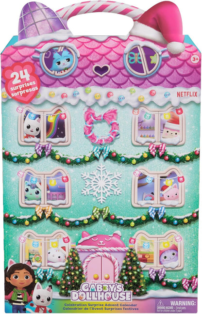 DreamWorks Gabby’s Dollhouse Advent Calendar, 24 Surprise Toys with Figures, Stickers and Doll’s House Accessories, Kids’ Toys for Girls and Boys Aged 3+