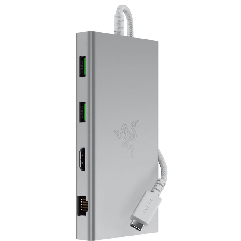 Razer USB-C Dock - 11 ports with HDMI, Gigabit Ethernet, 3.5mm audio port, USB-A & -C, compatible with Windows and Mac (screen output with 4K, 7.1 surround sound) Mercury