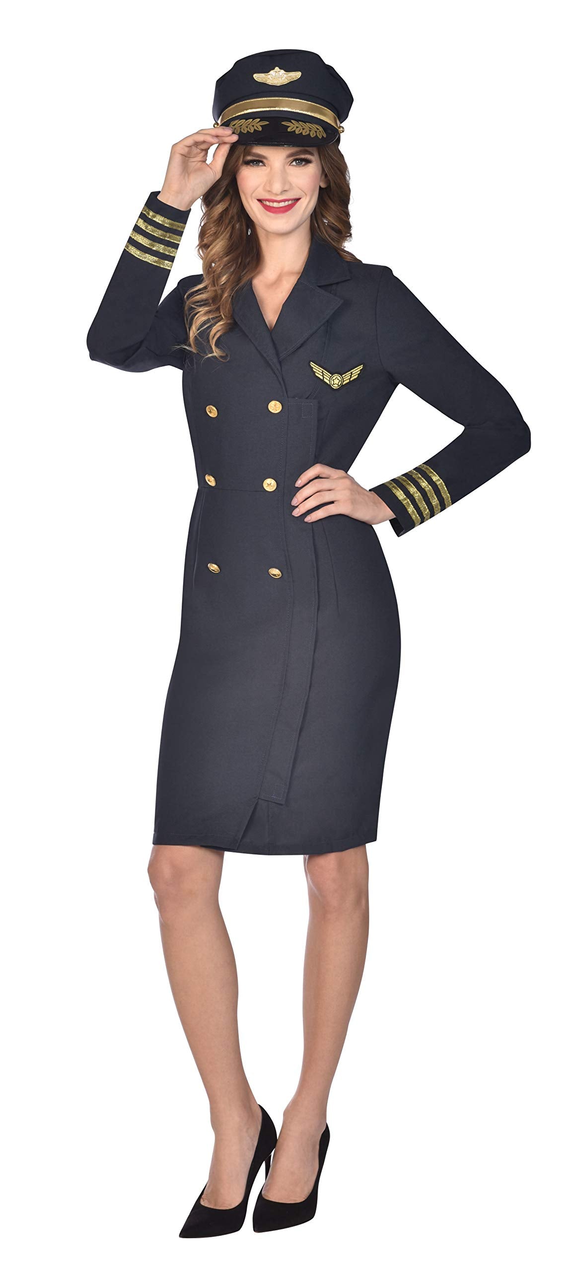 amscan - Costume da Capitan Lady da Donna, Taglia 16-18, Multi, Confezione da 2