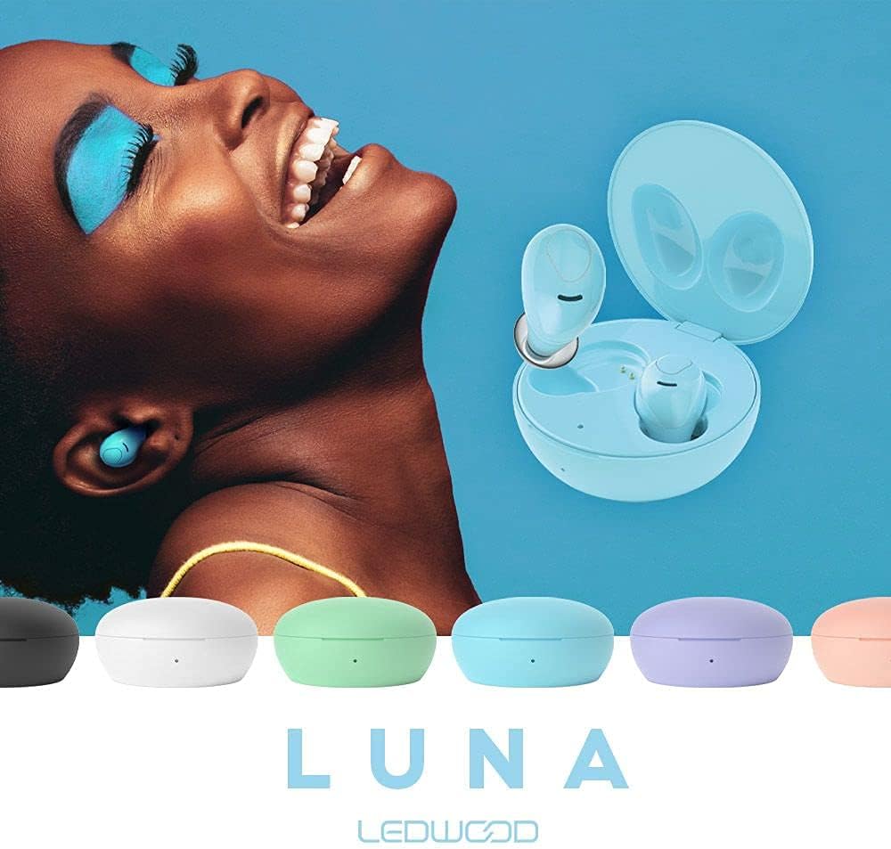 Ledwood: Luna Tws Earphones With Induction Charge Blue