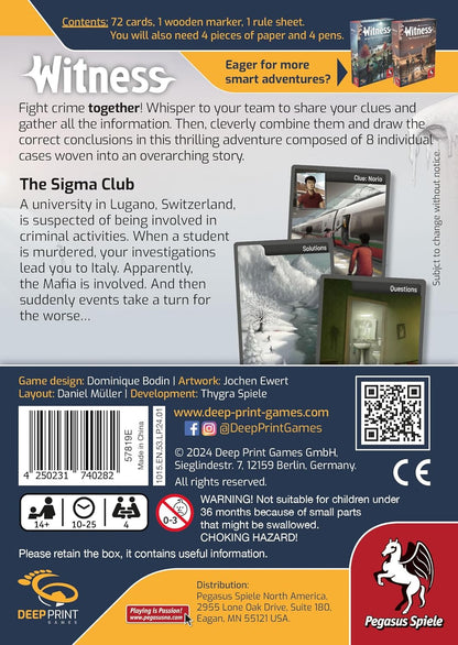 Pegasus Spiele 57819E Witness - The Sigma Club (Deep Print Games