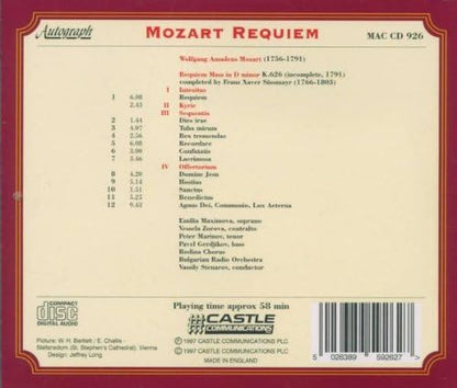 Requiem Mass in D Minor (Soloists, Bulga Ro, Stenarov)