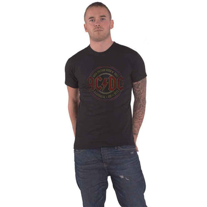 Ac/Dc Maglietta Est 1973 Distressed Band Logo Alta Tensione Ufficiale Uomo Nero, nero, M