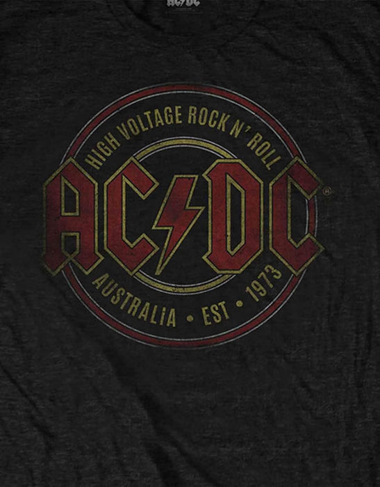 Ac/Dc Maglietta Est 1973 Distressed Band Logo Alta Tensione Ufficiale Uomo Nero, nero, M