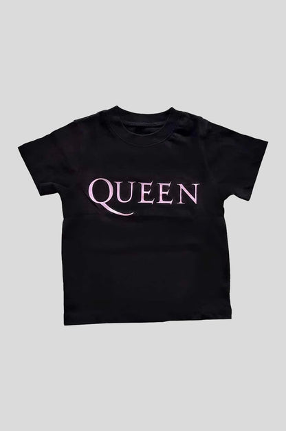 Queen T Shirt Toddler Rosa Band Logo Nuovo Ufficiale Nero 12 Months To 5 Yrs