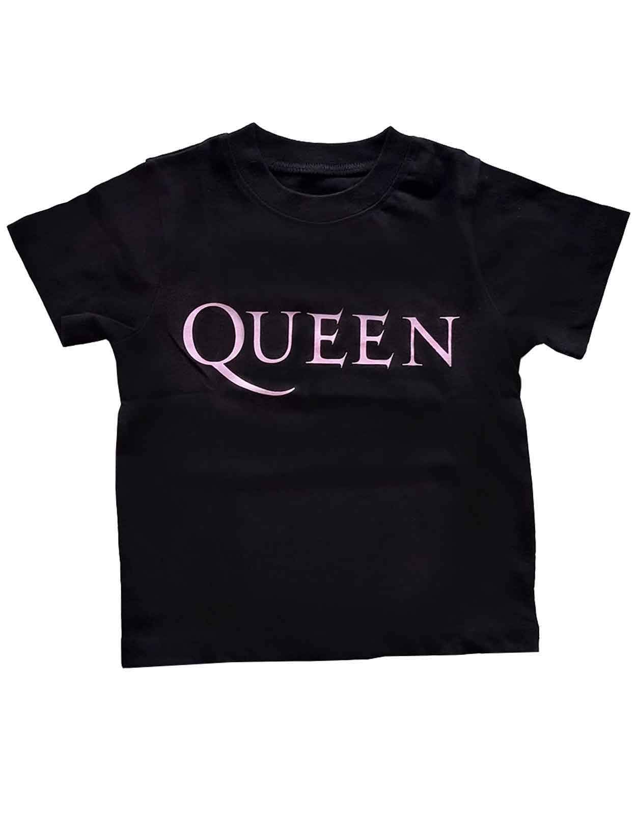 Queen T Shirt Toddler Rosa Band Logo Nuovo Ufficiale Nero 12 Months To 5 Yrs