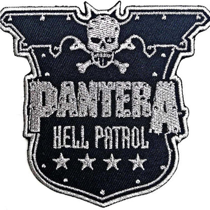 Rock Off officially licensed products Pantera Patch Hell Patrol Band Logo Nuovo Ufficiale Nero Embroidered Woven Iron
