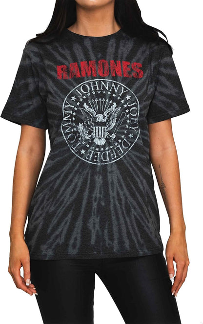 Ramones T Shirt Presidential Seal Band Logo Nuovo Ufficiale Dip-Dye Nero Unisex Size L
