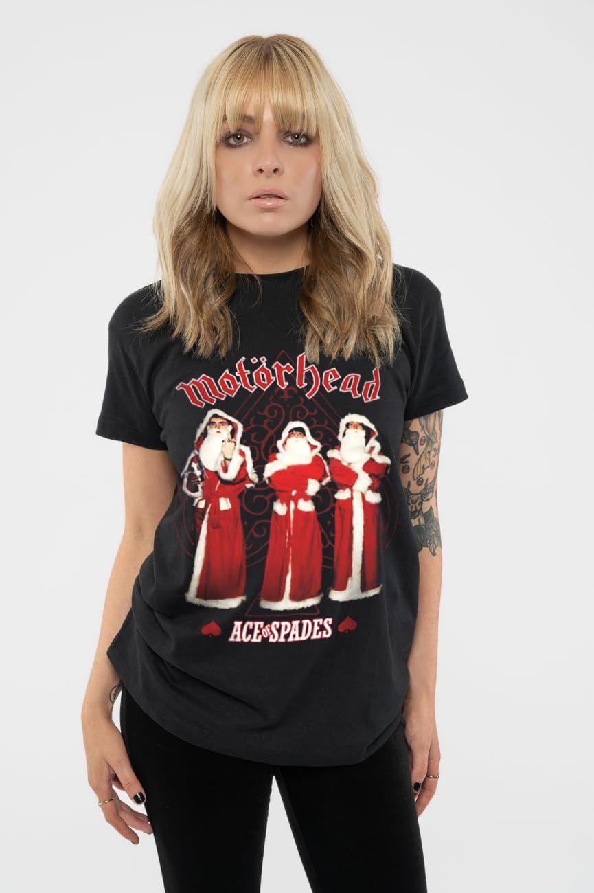 Motorhead T Shirt Ace of Spades Christmas Band Logo Nuovo Ufficiale Uomo Nero XXL Nero