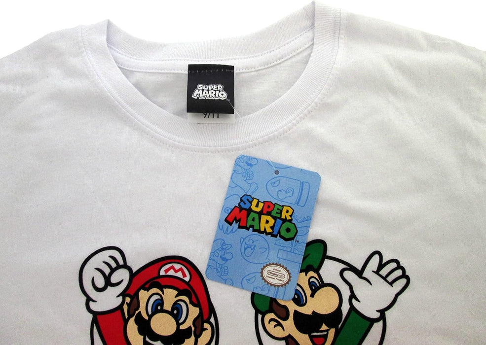 Fashion UK T Shirt Personaggi Mario. Mario, Luigi, Yoshi e Toad. 100% Cotone. Colore Bianco con Logo. Prodotto su Licenza. Taglie da Bambino/Ragazzo. 14-15 anni Bianco