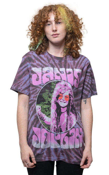 Janis Joplin T Shirt Rosa Shades Logo Nuovo Ufficiale Unisex Tie Dye Purple S Viola