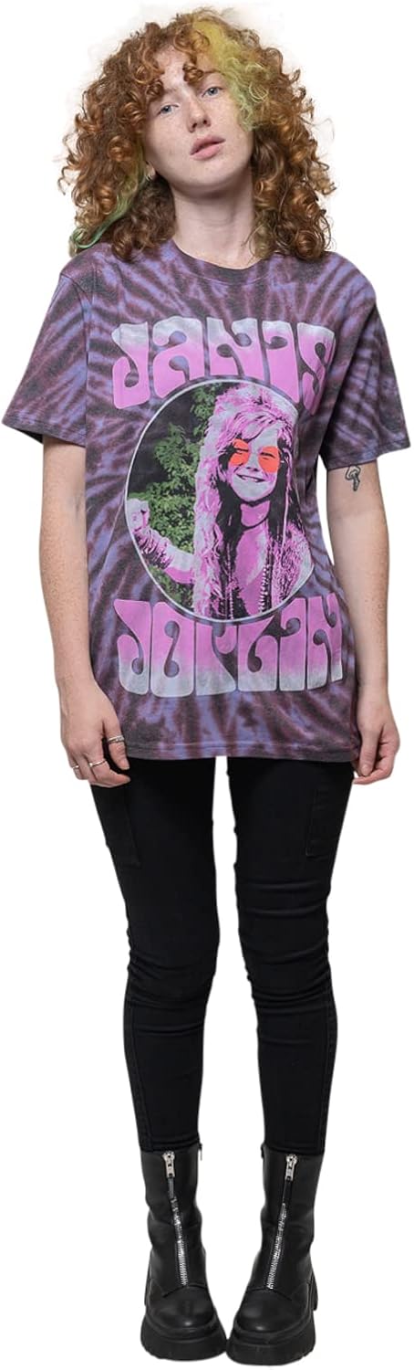 Janis Joplin T Shirt Rosa Shades Logo Nuovo Ufficiale Unisex Tie Dye Purple S Viola