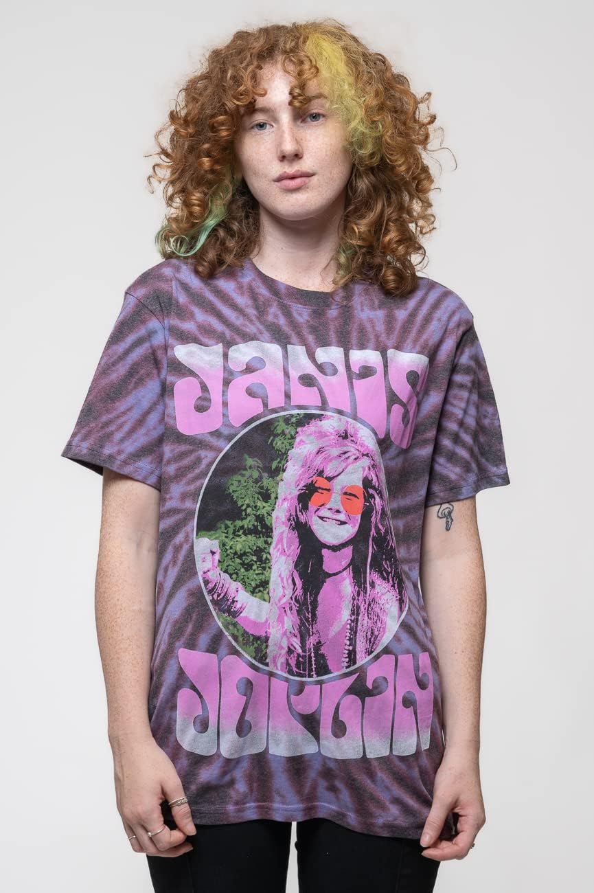 Janis Joplin T Shirt Rosa Shades Logo Nuovo Ufficiale Unisex Tie Dye Purple S Viola