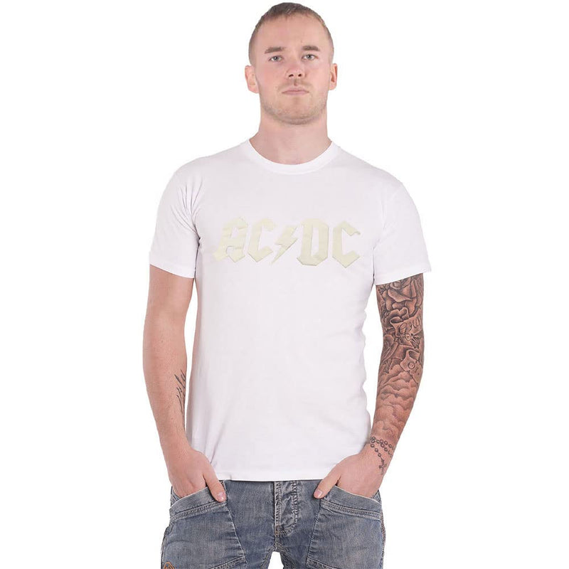 Ac/Dc: Logo (Hi-Build) (White) (T-Shirt Unisex Tg. L)