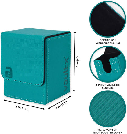 Vault X Premium Exo-Tec Deck Box - Large Size for 80+ Sleeved Cards - PVC Free Card Holder for TCG (Teal)