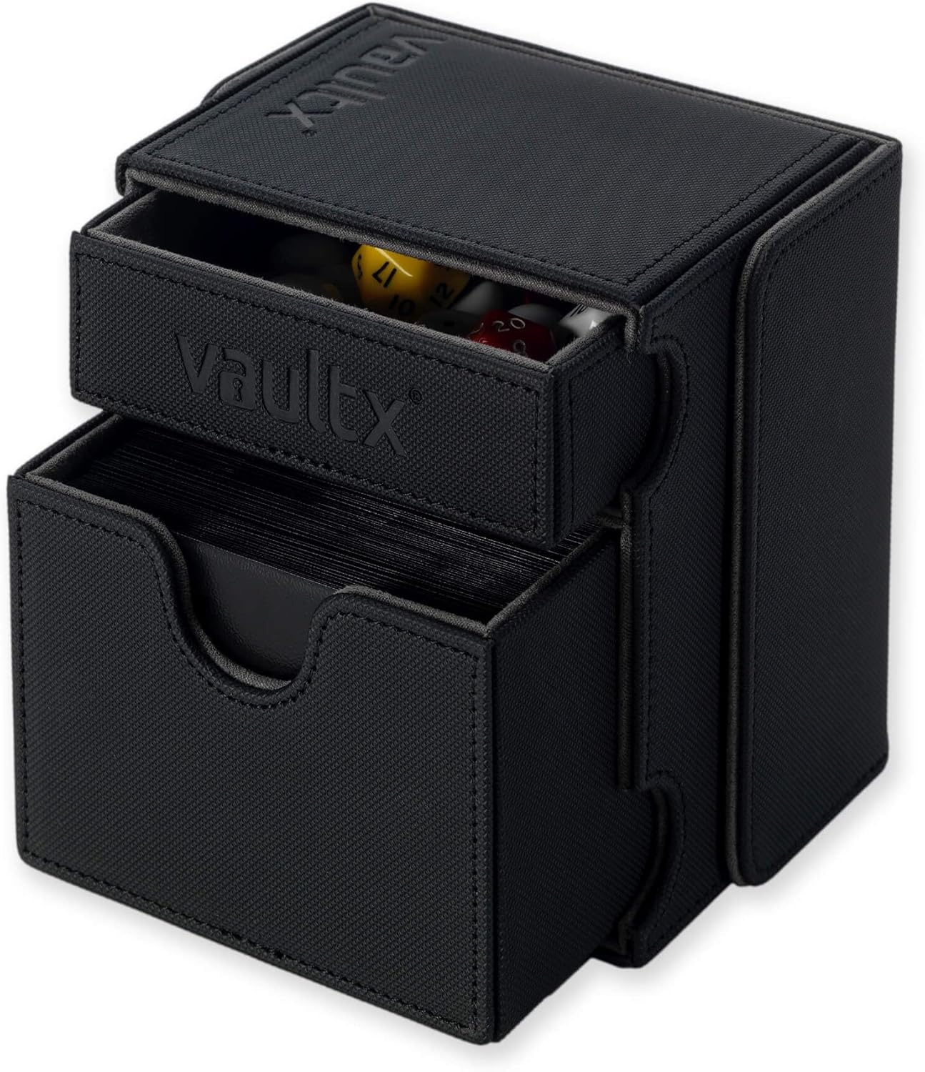 Vault X Exo-Tec Modular Deck Game Box with Card Tray & Accessories Drawer Detachable Magnetic Lid, 100/200 Card Capacity Commander Decks TCG (One Drawer