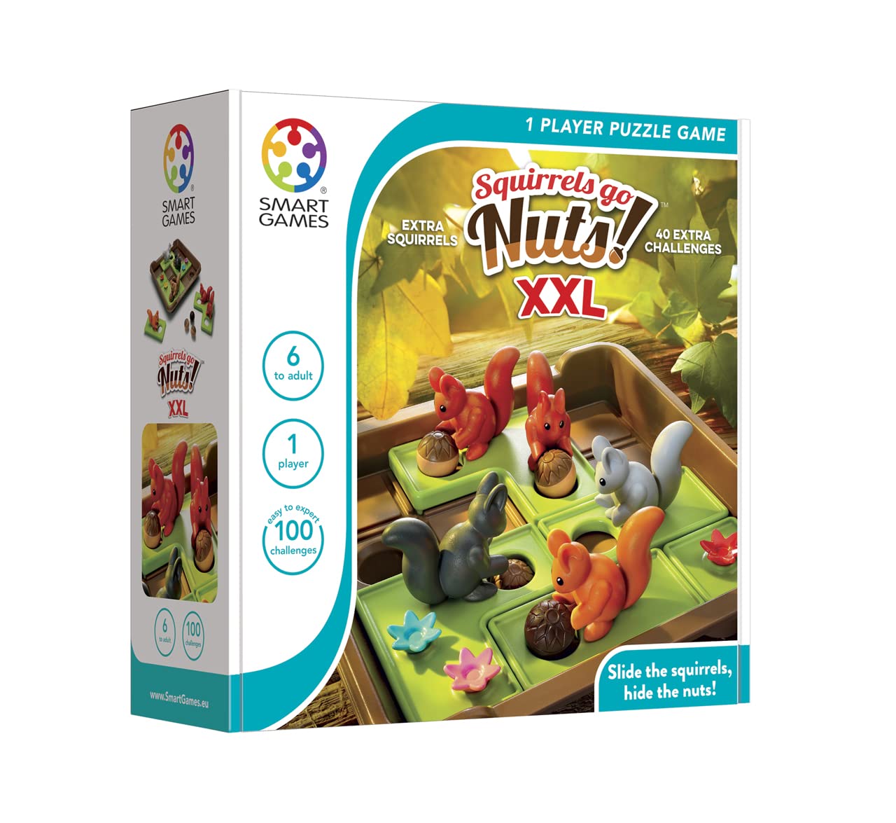 Smart Games - Squirrels Go Nuts XXL, Extra Large Puzzle Game with 100 Challenges, 7+ Years