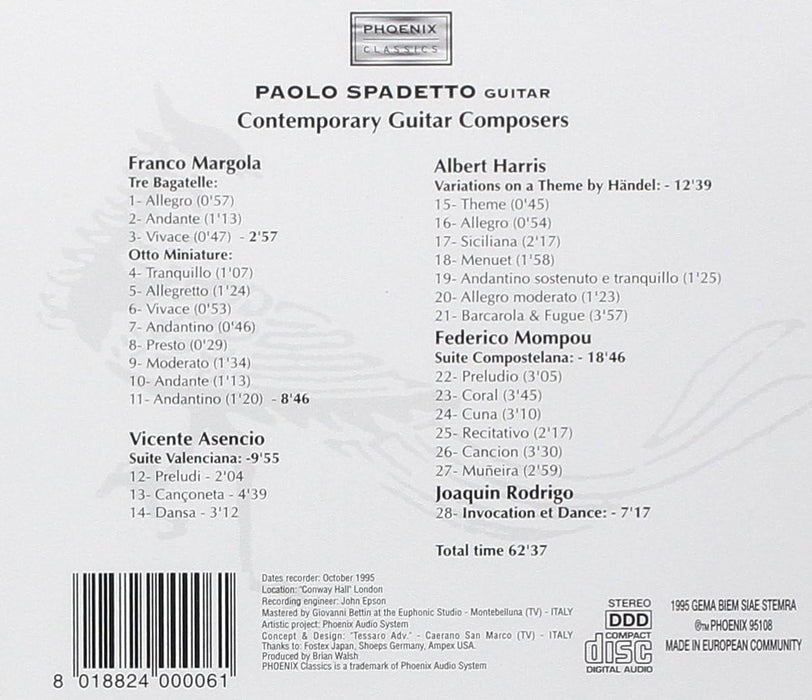 Paolo Spadetto: Contemporary Guitar Composers - Margola, Mompou, Rodrigo..