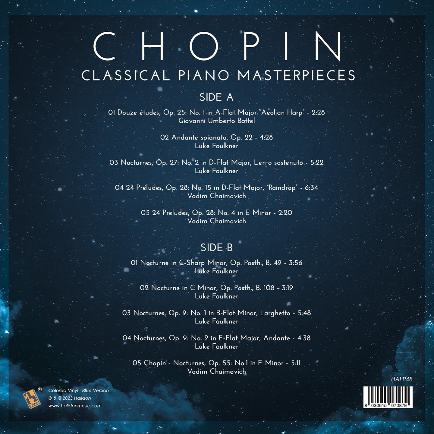 Chopin - Classical Piano Masterpieces - Blue Vinyl