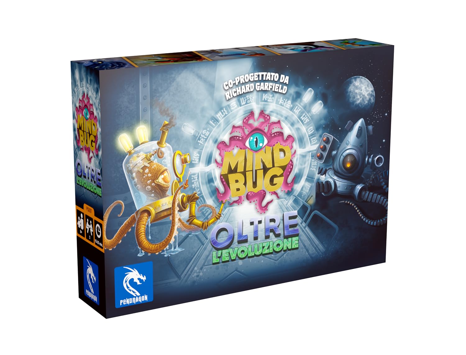 Pendragon Mindbug Jenseits der Evolution, italienische Ausgabe, Kartenspiel, ab 8 Jahren, für 2 Spieler