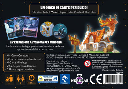 Pendragon Mindbug Jenseits der Evolution, italienische Ausgabe, Kartenspiel, ab 8 Jahren, für 2 Spieler