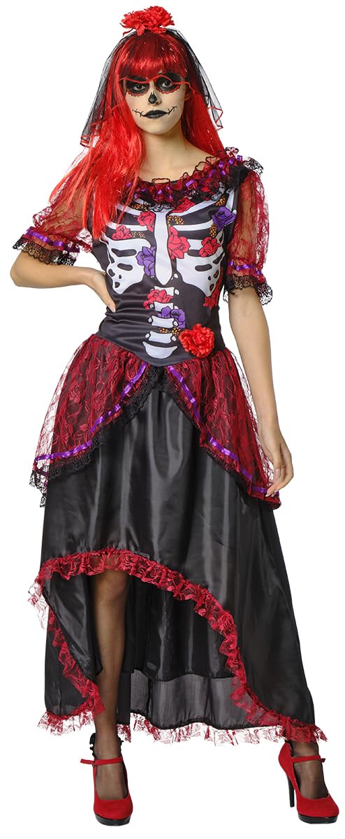Rubies Le Catrina-Kostüm für Damen, bedrucktes Kleid und Stirnband, offizielles Rubies für Halloween, Karneval, Party und Cosplay