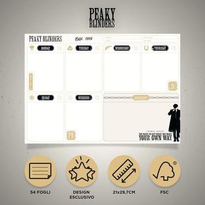 Grupo Erik Wochenplaner Block A4 Kalender Planer Peaky Blinders - Tischplaner A4 - Tischkalender ohne Datum - Schreibtischunterlage Papier