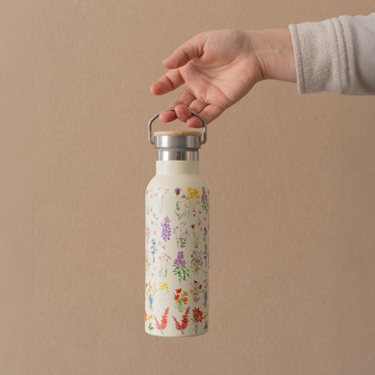 Grupo Erik: Bottiglia Termica Wild Flowers | Borraccia termica 500 ml, con doppia parete in acciaio inox, chiusura ermetica e manico, BPA free, Botanical Wild Flowers Collection